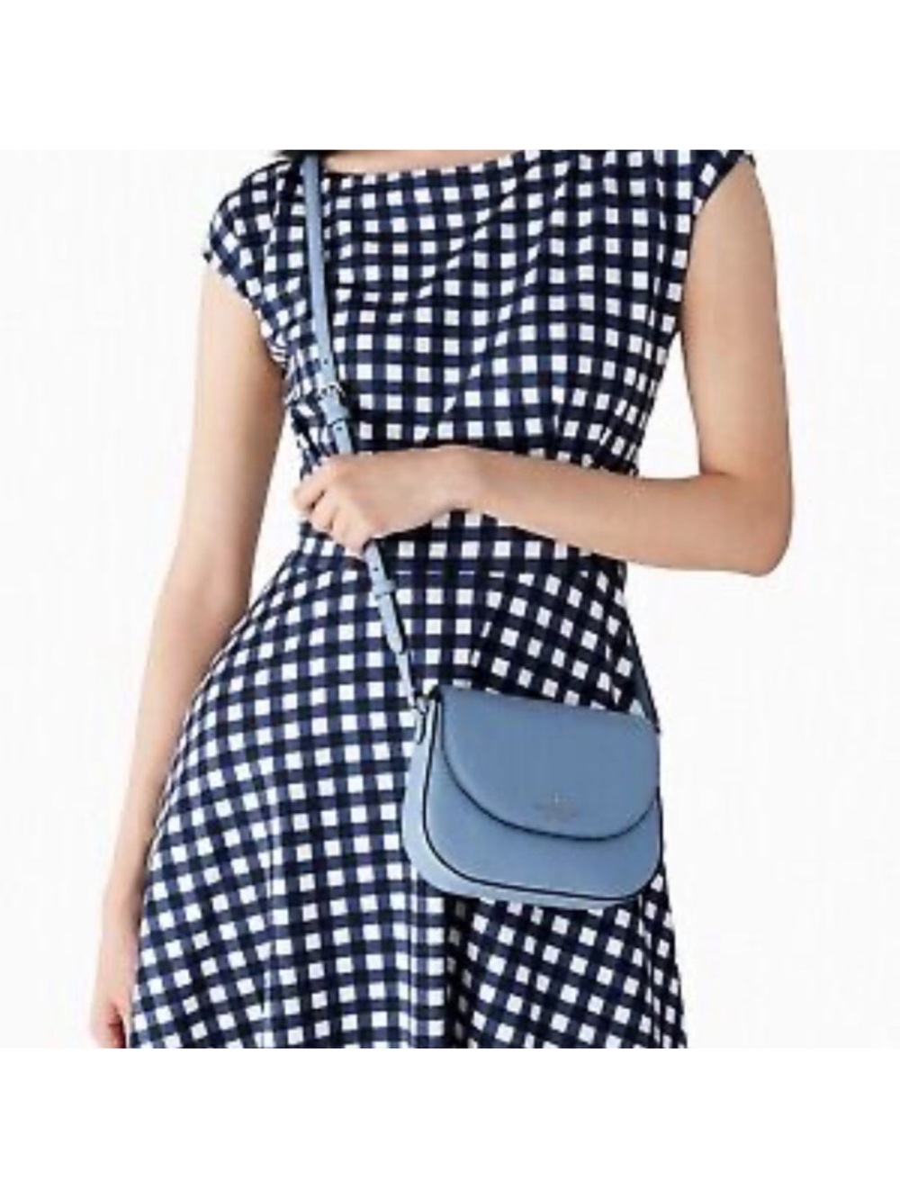Kate Spade Leila Mini Flap Crossbody Blue Leather WLR00396 in Morning Sky